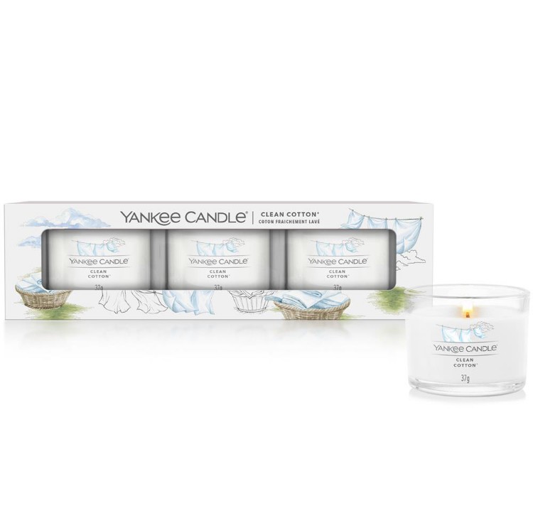 Image de Clean Cotton Signature 3 Pack Filled Votive